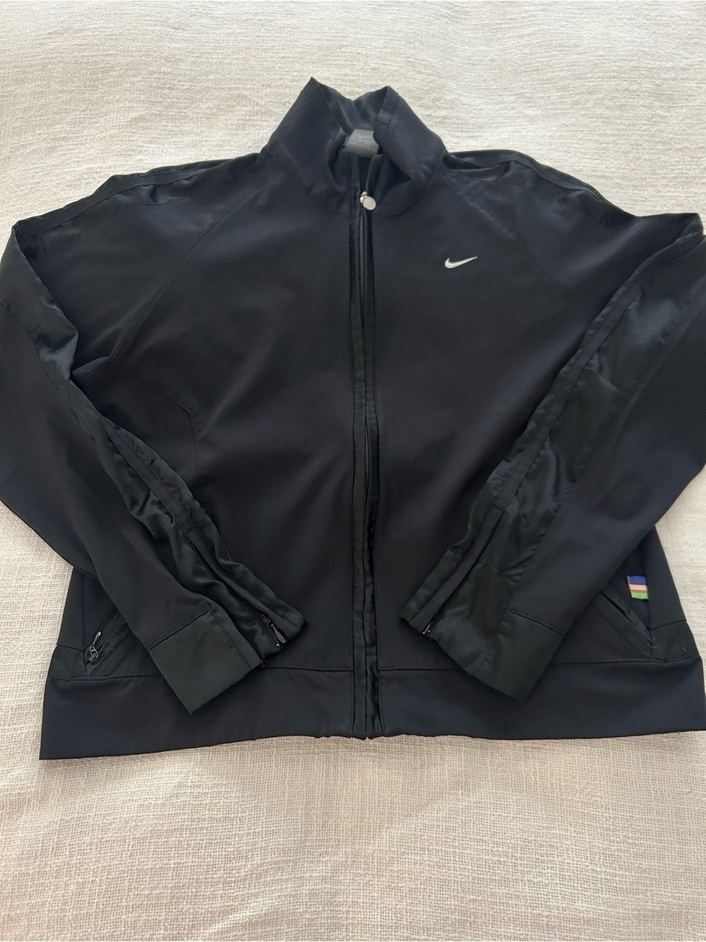 Nike Youth XL Black Track Jacket Full Zip Satin Trim Retro Y2K Kids 16-18